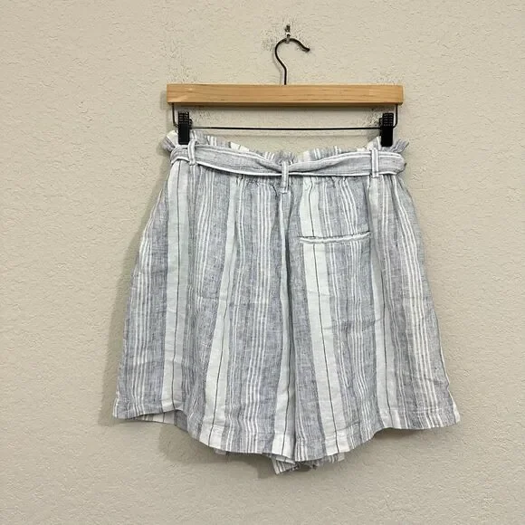 VOYAGEUR By MERSEA Como Shorts Multi Striped Linen Belted Paperbag NWT